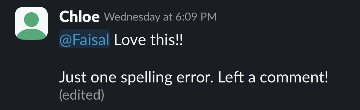 Client message about their edits