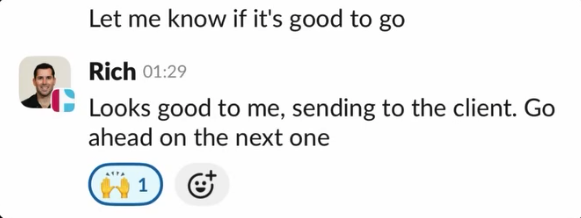 Client message about their edits